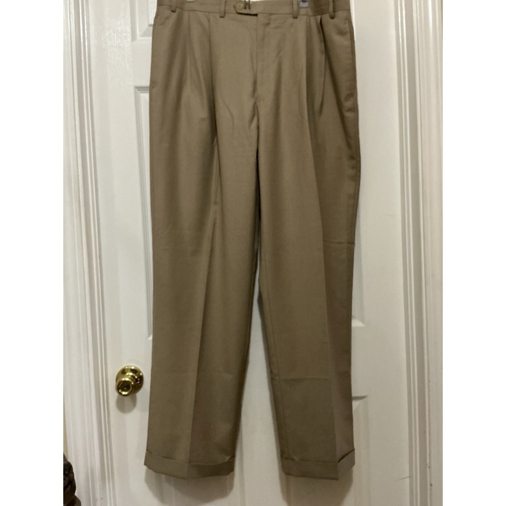 Lauren Ralph Lauren Men's Slacks Pants Tan Pleated Cuffed 38x32 Classic Fit EUC